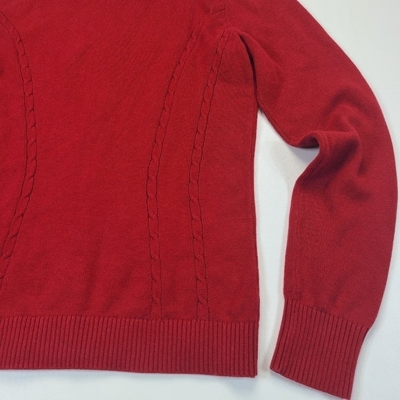 Tommy Hilfiger Full Zip Long Sleeve Sweater Jacket Cable Knit Red, Size Medium - Picture 11 of 15